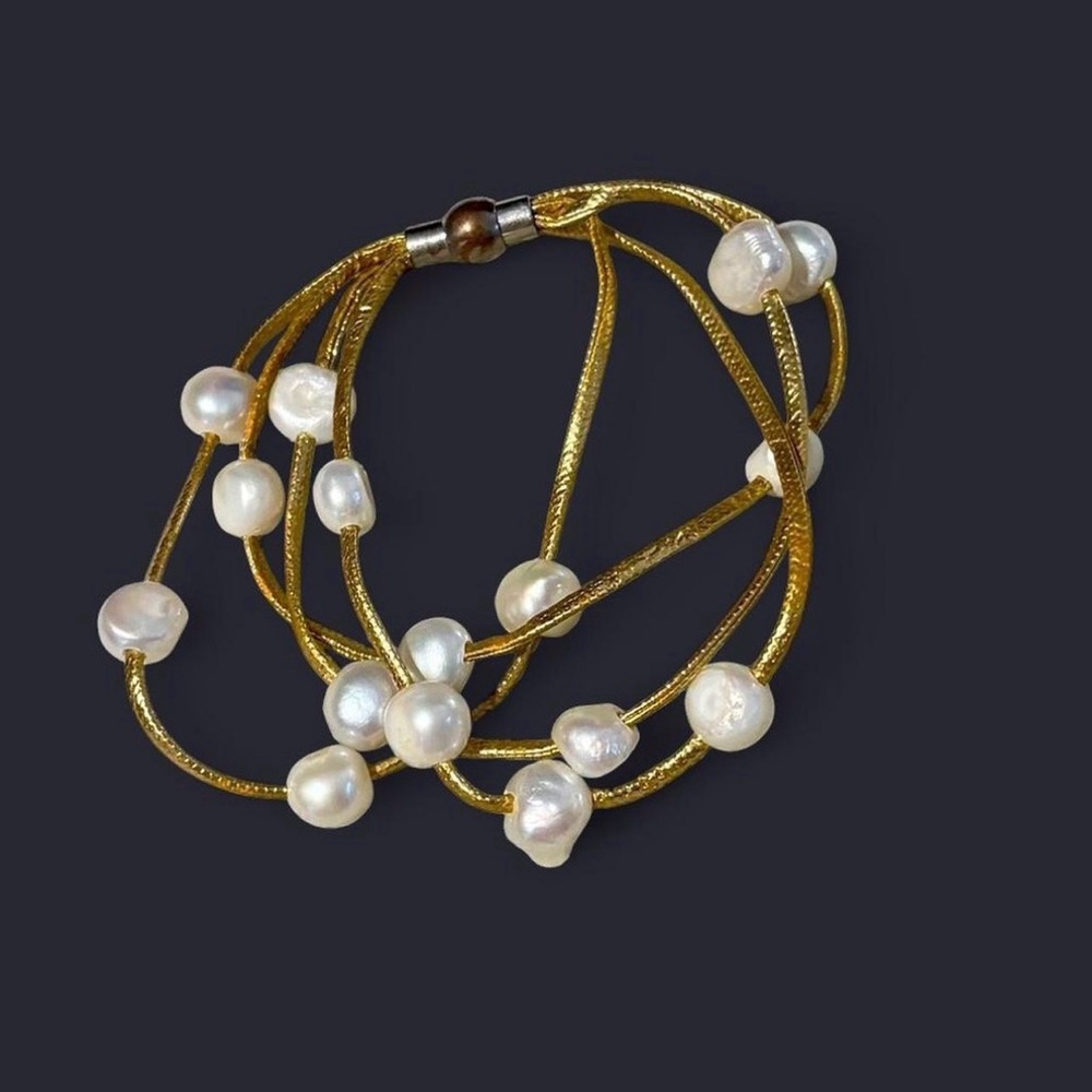 Honora gold and cultured Pearl Multi-Strand magnetic Bracelet
